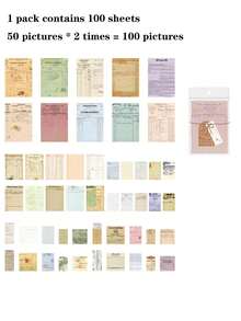 1 Pack (Approx 100pcs) Vintage Mixed Materials Collection Pack - Retro Post Office Series, DIY Scrapbooking And Journaling Supply Paper, Single Pack Or 4-Pack Combo Available,School Supplies,Back To School - Multicolor - View 16
