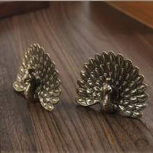 Vintage Brass Peacock Figurine - Sturdy, Exquisite Craftsmanship, Brings Prosperity And Good Luck - Perfect For Car Dashboard Or Office Desk Decor - one-size - View 3