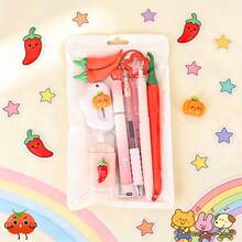1 Set Portable Vegetable Series Stationery Set, Multi-Function Neutral Pen, Eternal Pencil, Highlighter, Back To School Student Gift - Multicolor - View 7