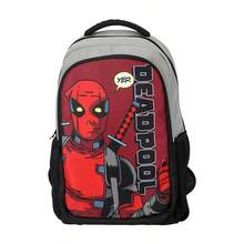 Mesuca 1pc Marvel Deadpool Print Pattern Gray & Red Waterproof Fabric Backpack With Multiple Pockets And Adjustable Shoulder Straps, Suitable For Outdoor Travel And Daily Carry - View 3