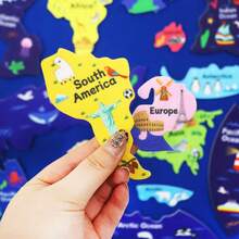 Quixorblex 1 Set Seven Continents Felt Puzzle, Interactive Geography Learning Tool, Montessori Educational Aids, Creative Felt Board, Classroom Teaching Props, Educational Resources For Home & Classroom - Multicolor - View 8