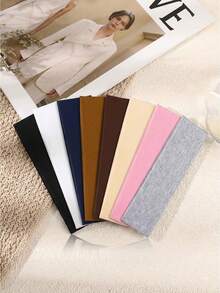 8pcs Women's Soft Elastic Wide Headbands, Solid Color Hairbands For Autumn/Winter, Versatile Minimalist Daily Wear, Sports, Yoga, Face Washing Accessory - Multicolor - View 2