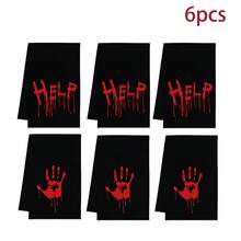 2/4/6pcs Red Bloody Pattern Halloween Kitchen Towel Set, Halloween Hand Towel/Dish Cloth, Super Absorbent, Seasonal Farmhouse Decor - Multicolor - View 11