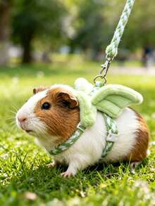 1PC Cute Angel Wing Small Pet Traction Rope Set Adjustable Escape Proof Harness Leash Lightweight Outdoor Walking Training Strap For Hamster Guinea Pig Chinchilla Squirrel Small Animal Travel Photo Prop Supplies - Multicolor - View 1