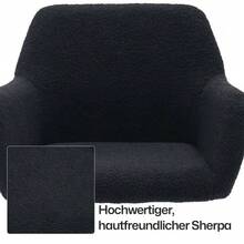 Hengming Height-Adjustable Swivel Faux Fur Vanity Chair For Bedroom & Home Office - 黑色 - 查看 8