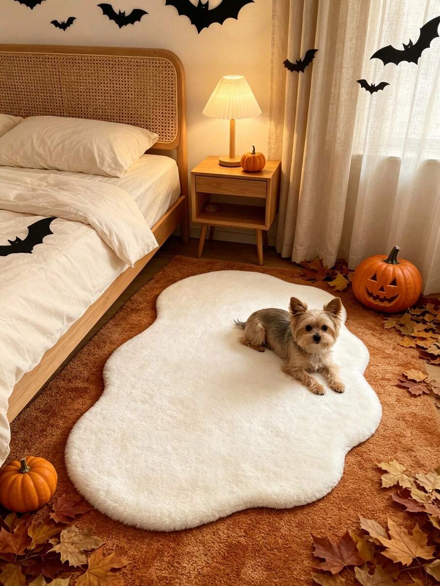 1pc Cloud Faux Rabbit Fur Rug, Soft Comfortable Fluffy Material, Living Room Rug, Bedroom Rug, Entryway Rug, Kitchen Rug, Bathroom Rug, Gaming Room Rug, Study Rug, Walk-In Closet Rug, Thickened Rug, Autumn/Winter Rug, Fur Rug, Thick Rug - White - View 1