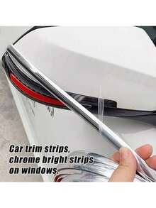 5m/3 Metros Fita Decorativa para Carro - Acabamento Brilhante Eletrolítico, Adequada para Carroceria e Janelas, Fita de Proteção Anti-Arranhões para Para-choque, Fita de Proteção para Borda da Porta, Fita de Proteção para Borda da Porta do Carro, Fita Decorativa para Interior do Carro, Adequada para Sedan, SUV e Caminhão - A - Visão 6