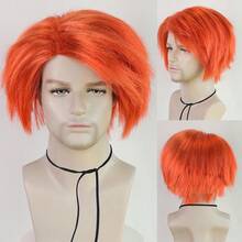 Bright Orange Synthetic Anime Cosplay Wig, Voluminous Curly And Spiky Straight Short Wig - Perfect For Gothic Looks, Themed Parties, Holiday Costumes, And Unisex Cosplay Wigs. - Dirty Orange - View 8