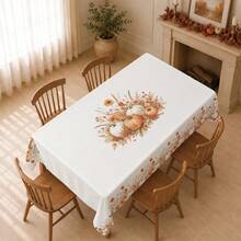 1pc Minimalist Autumn Plaid Pumpkin Floral Pattern Tablecloth, Stain-Resistant Dining Table Decor, Suitable For Kitchen, Dining Table, Coffee Table, TV Stand, Entryway, Party Holiday Decoration, Home Decor, Autumn Gathering - Multicolor - View 5