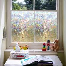 3D Rainbow Window Film, Static Cling, Tinted Glass Effect, Removable Glue-Free Glass Film, Provides UV Protection, Heat Insulation, Reflection, Decorative Functions, Suitable For Home Office, Stickers, Wall Decals, Vinyl Decals, Home Decor, Spring Decorations, Home Refresh, Holiday Decorative Stickers, Birthday/Graduation Gifts And More - White - View 5