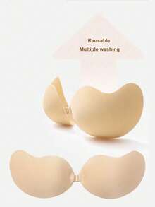 1 Pair Mango Color Push-Up Self-Adhesive Bra, With Invisible Straps And Front Clasp Design, Provides Good Support, Comfortable And Reusable, Suitable For Tank Tops, Swimsuits, Bikinis And Deep V-Neck Outfits - Multicolor - View 4