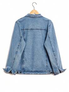 Men's Denim Jacket; A Vintage-Washed, Long-Sleeved Denim Jacket, Perfect For Everyday Casual Wear. - Light Denim Blue - View 6