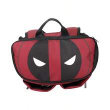 Mesuca Multi-Compartment Storage Backpack Marvel Deadpool Print Pattern Red & Black Colorway Durable Fabric Detachable Bottom Bag Adjustable Shoulder Straps Outdoor Travel Daily Commute 1pc - View 6