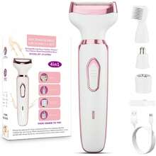 Recortadora de Bikini Eléctrica para Mujer, Afeitadora Inalámbrica 4 en 1, Apta para Rostro, Piernas, Axilas, Uso en Seco/Húmedo, Depilación Sin Dolor - Rojo y blanco - Ver 2