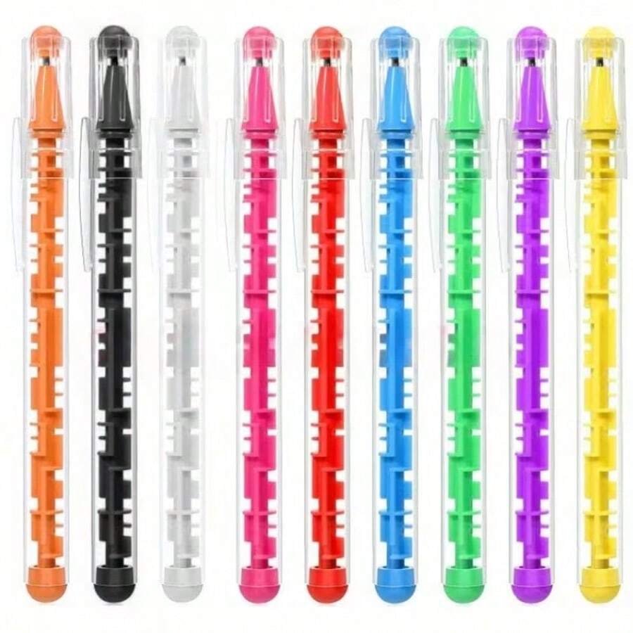 4 Pieces Of Creative And Fun Maze-Style Ballpoint Pens With 0.7mm Blue Ink. This Novel Learning Tool Is Suitable For Use In Classrooms And Offices, As Well As For Writing And Studying. It Can Be Given As A Student Award (The Color Is Random) - Multicolor - View 1