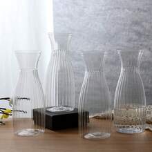 1/8pcs Plastic Striped Transparent Vase, Floral Arrangement Handmade, Suitable For Various Bouquet Decoration Display, Holiday Home Decor, Suitable For Tabletop Decoration, Wedding, Home, Christmas, Dinner Party - one-size - View 3