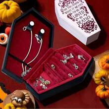 1 Travel Portable Jewelry Box Jewelry Stud Earrings Storage Box Creative Jewelry Ring Box Christmas Gift - Black - View 3