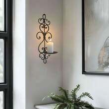 AMetal Wall Candle Sconce Holder Set Of 2 Hanging Wall Mounted Candle Sconces Holder, Wall Sconces Decor For Bedroom Dining Room, Black 10inch*6inch - LY0017 - View 4