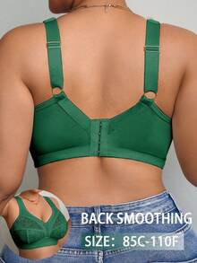 Plus Size Women's Wireless Bra, Breathable Anti-Slip Lace Patchwork Push-Up With High Support, Adjustable Straps, Seamless Design For Daily Wear And Various Occasions - Green - View 5