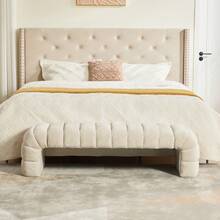 Chaise Lounge Beige Made Of Chenille For Living Room Relaxation - 米色 - 查看 1