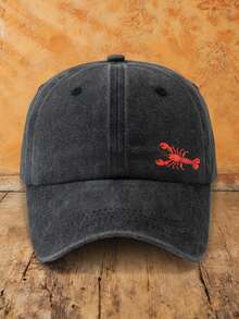 1pc Unisex Lobster Print Adjustable Size Sun Protection Fashion Casual Outdoor Vintage Distressed Washed Baseball Cap Dad Hat Suitable For Daily Wear - Style B - View 18