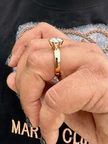 1pc Hollow Gold Wire Vine Carved Gold Ring, Thin Band Elegant Commute Date Stackable Women's Ring, No Box - Gold - View 2