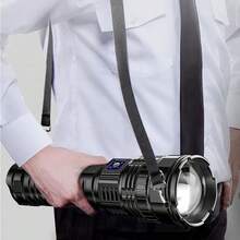 300000LM Super Flashlight 5 Modes Long Range Spotlight With COB Light Rechargeable LED Torch - Black - View 3