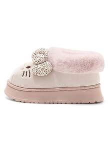 Women's Hello Kitty Winter Bow Thick Sole Slippers, Cute Thermal Lined Warm Lightweight Slip-On Closed Toe Slippers - Pink - View 4
