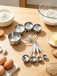Stainless Steel Measuring Cups And Spoons Set, 4/8pcs Metal Measuring Tools, Coffee Spoons, Seasoning Spoons, Suitable For Baking, Cooking, Dry And Liquid Ingredients - Multicolor - View 5
