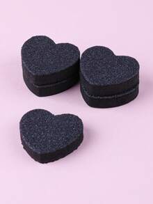 50Pcs/Pack Mini Heart Nail Buffers Double Sided Foam Rose Black Nail File Blocks Reusable Nail Polishing Sanding Blocks For Home Salon Manicure Natural Nail Shaping - Multicolor - View 9