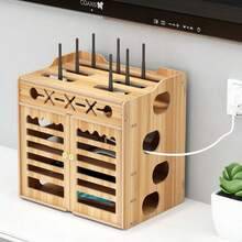 Management Box Multifunctional Router Storage Box Wooden Rack Does Not Block Signal Light Placement - View 4
