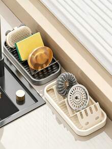 2/1pc Luxury Panda Stainless Steel Soap Holder, Household Countertop Draining Soap Box, Multi-Functional W-Shaped Layered Storage Rack, Wavy Rack Draining, Bathroom Kitchen Universal Soap Tray, Creative Drill-Free Soap Storage Rack, Multi-Compartment Partitioned Soap Storage, Minimalist Bathroom Soap Dish, Ventilated Quick-Drying Soap Holder, Practical Bathroom Soap Storage Rack - A - View 5