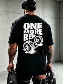 ZYNTH BALENO 男士 "One More Time" 印花圓領短袖T恤，健身上衣，舒適適合日常穿著與戶外運動，夏季黑色 - 黑色 - 查看 5