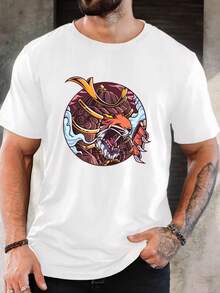 Men's Pure Cotton Short Sleeve T-Shirt Casual Summer Breathable Regular Fit Basic Daily Wear Comfortable Top - 白色 - 查看 6