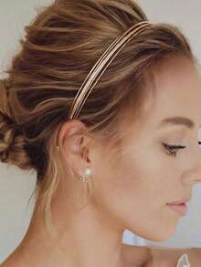 3pcs/2pcs/1pc Simple And Stylish Metal Thin Headband Suitable For Daily Wear - Gold - View 3