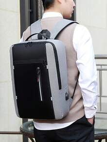 Men's Business Laptop Backpack, USB Charging Port, Commuter Casual Travel School Bag, Minimalist Large Capacity, Gift, Anti-Theft, TSA Friendly - Multicolor - View 4