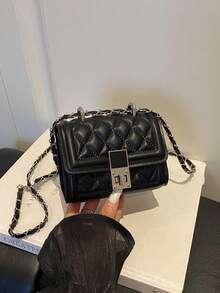 2026 Mini Women's Bag, Spring/Summer New Style, Fashionable Quilted Chain Crossbody Shoulder Bag, Small Square Purse For Travel - Black - View 7