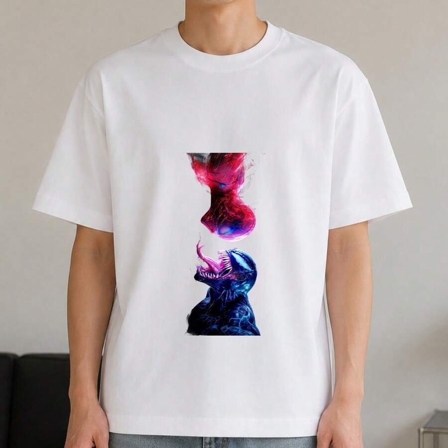 Camiseta Blanca de Cuello Redondo para Mujer con Estampado Botánico de Moda, Prenda Básica Casual - Blanco - Ver 1