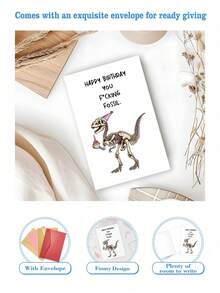 OBOVAY 1pc Dinosaur Birthday Greeting Card, Funny & Sarcastic, Blank Inside, Unisex-Adults - View 3