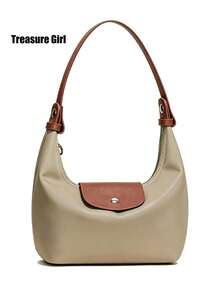 Fashionable Convertible Women's Mini Nylon Crescent Dumpling Bag, Lightweight Shoulder Wallet, Double Strap Crossbody Bag, Nylon Shoulder Bag - Khaki - View 7