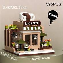 Street Scene Store Building Block Set, 4 Decoration Styles: Coffee Shop, Flower Shop And Bubble Tea Shop Architectural Models; DIY Building Block Toy; Exquisite Desktop Home Decor; Stress Relief Puzzle Gift For Adult Women - Multicolor - View 10