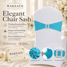10PCS Elastic Chair Bands, Suitable For Bow And Ribbon Decoration, Stretch And Tie Without Tools, Equipped With Square Buckle Slider, Wrinkle-Resistant Spandex Material, Suitable For Wedding, Party, Banquet And Event Decoration - Multicolor - View 14