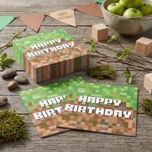 20/60/80 cái khăn giấy dùng một lần Blocky Mosaic Happy Birthday, khăn giấy uống nước phong cách game retro, họa tiết khối lập phương màu xanh nâu trang trí bàn tiệc cho sinh nhật, tụ họp đêm chơi game, sự kiện chủ đề câu lạc bộ, 13*13 inch - Nhiều màu - Xem 6