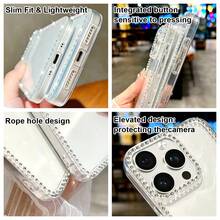 1 New Luxury Fashion Four-Sided Sparkling Diamond Transparent Phone Case, Customizable Couple Photo, Electroplated Silver Luxury Sparkling Diamond Transparent Phone Case, Leopard Print, Suitable For IPhone 16e/17 Pro Max/15 Pro Max/14 Plus/13 Pro, Shockproof Protection Hard Acrylic Material, With Anti-Collision Frame, Christmas Gift, Customizable, Cute Y2K Style | Summer Phone Case | High Quality Phone Case | Gift For Girls - Clear - View 6