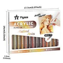 Flysea New Colorful Series 14pcs/Box, Vibrant Macaron Dopamine Gray Blue Green Brown And More Professional Acrylic Marker Pens, New Free Ink System, Multiple Color Combinations Available, Newly Launched, Better Quality, Smoother Writing Experience, Designed For Professional Artists - Sets - View 5