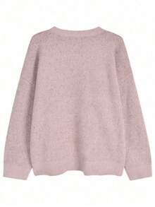 YCYC Autumn/Winter Elegant Comfortable Letter Print Long Sleeve Pullover Sweater - Pink - View 3