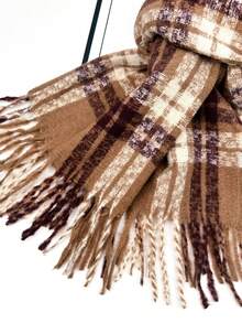 1pc Universal Multi-Color Plaid New Style Versatile Casual Scarf Suitable For Autumn/Winter Use - Chestnut Brown Coffee - View 2