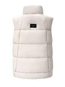Women's Winter Casual Solid Color Zipper Front Stand Collar Short Padded Vest - White - View 10