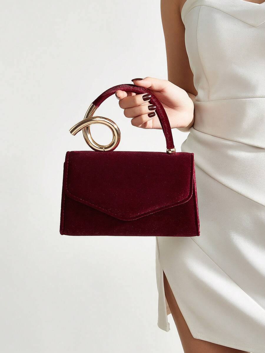 REMANLAND Women's Elegant Shiny Evening Bag, Luxury Party Bag, Unique Metal Handle, Formal Dress Bag, Bridal Essential Bag, Perfect For Parties, Weddings, Balls, Evening/Banquet, Can Be Paired With Wedding Dress, Formal Dress, Ball Gown, Birthday Dress, Party Dress, Perfectly Matches New Year Outfit, Perfectly Matches Women's Party Dress, Essential Wedding Supplies, Perfectly Matches Graduation Dress, Ball Gown, Party Ball Bag