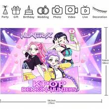 WPETLE K-Pop DemonHunters Collage Comic Style Backdrop, Purple & Pink Stage Spotlight Photo Background, Girl Theme Party Wall Decor - Multicolor - View 12